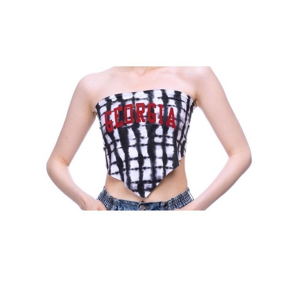 ZooZatz Georgia Bulldogs Bandana Bandeau Tie Dye Top Tube Cropped OSFA‎